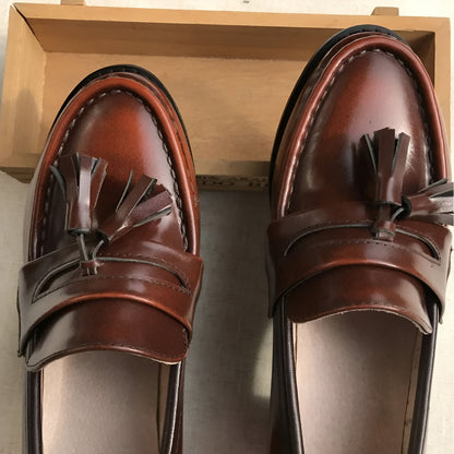 Noblesse Mocassins femme cuir à glands, talon carré