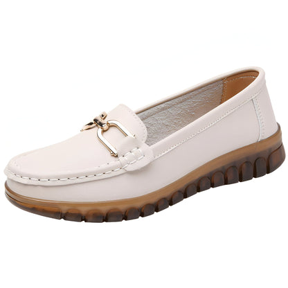 Glam Mocassins Cuir Femme Confortables à Chaîne Dorée