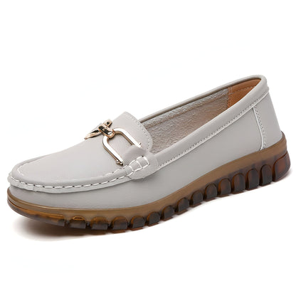 Glam Mocassins Cuir Femme Confortables à Chaîne Dorée