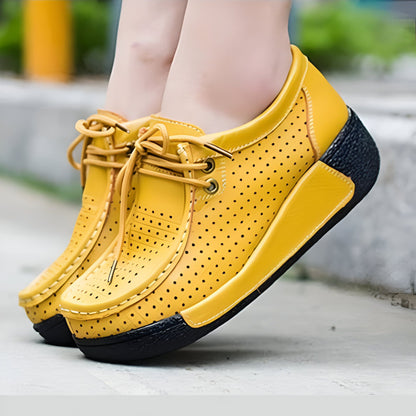 Mocassins Femme Cuir Végan Respirant Semelle Compensée