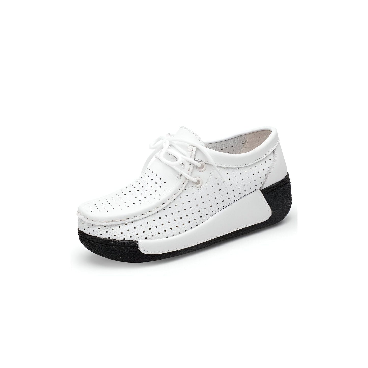 Mocassins Femme Cuir Végan Respirant Semelle Compensée