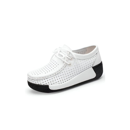 Mocassins Femme Cuir Végan Respirant Semelle Compensée