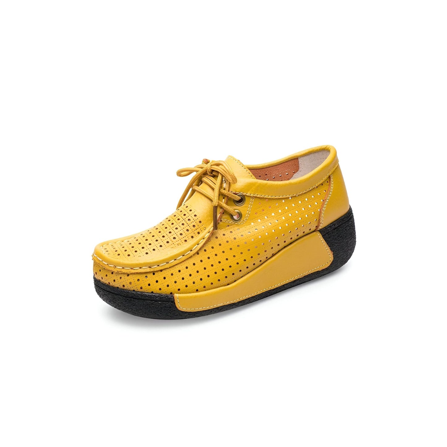 Mocassins Femme Cuir Végan Respirant Semelle Compensée