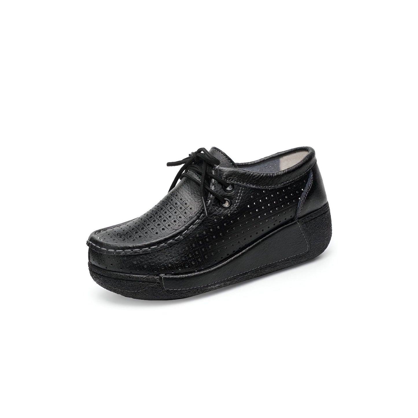 Mocassins Femme Cuir Végan Respirant Semelle Compensée