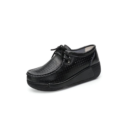 Mocassins Femme Cuir Végan Respirant Semelle Compensée