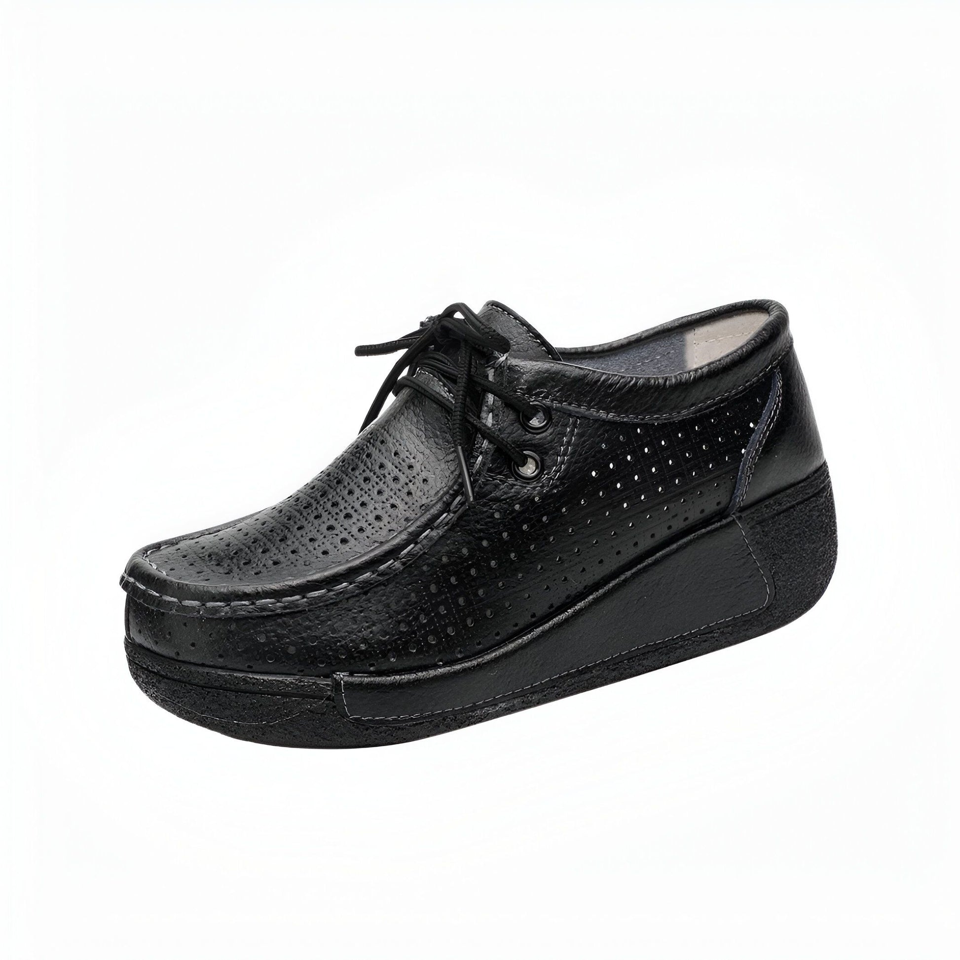 Mocassins Femme Cuir Végan Respirant Semelle Compensée