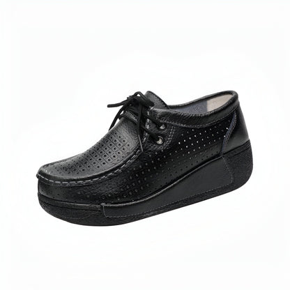 Mocassins Femme Cuir Végan Respirant Semelle Compensée