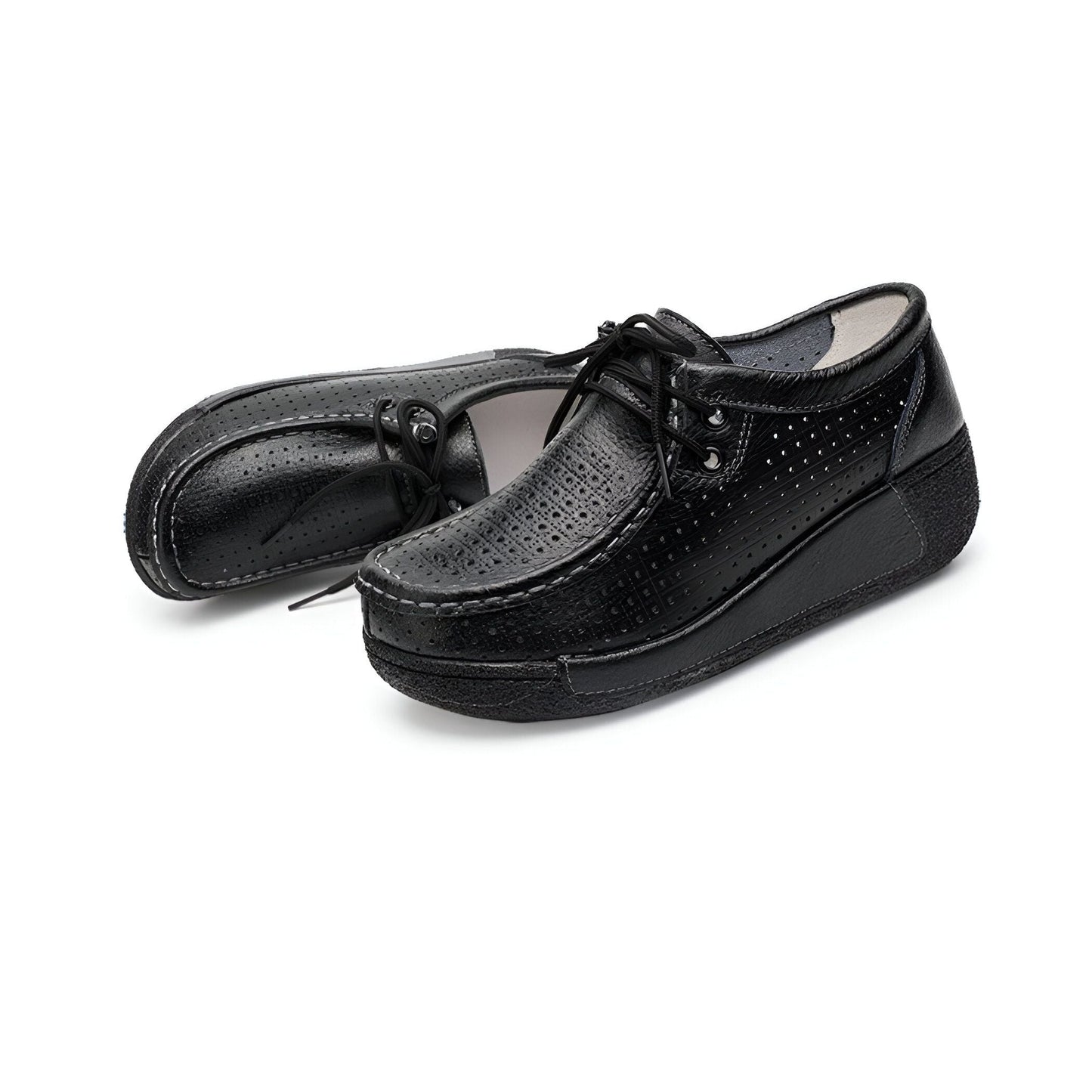 Mocassins Femme Cuir Végan Respirant Semelle Compensée