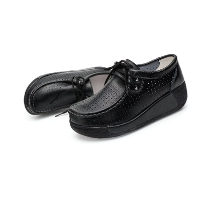 Mocassins Femme Cuir Végan Respirant Semelle Compensée