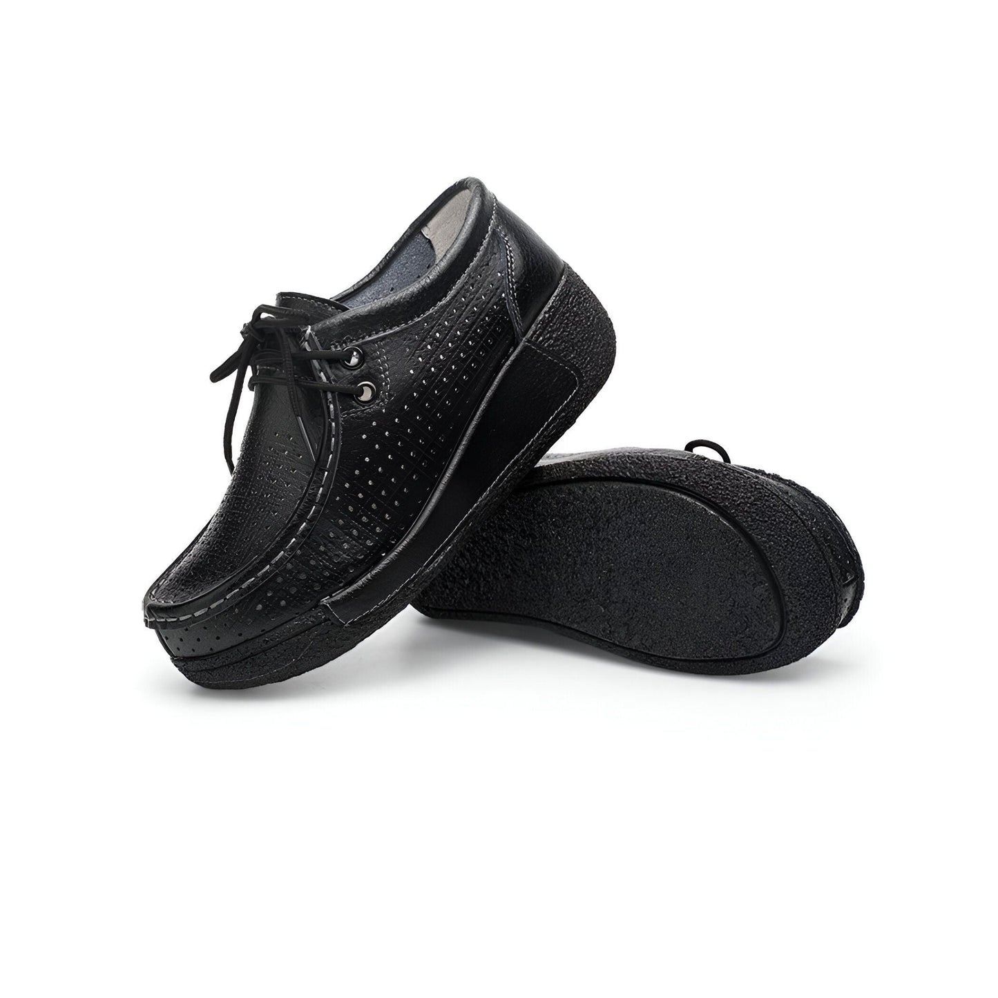 Mocassins Femme Cuir Végan Respirant Semelle Compensée