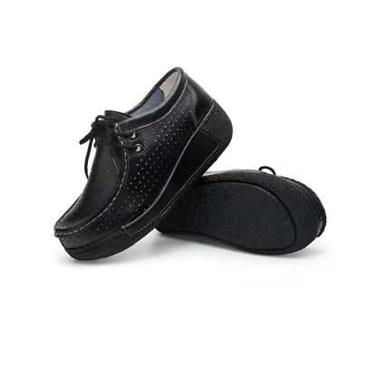 Mocassins Femme Cuir Végan Respirant Semelle Compensée