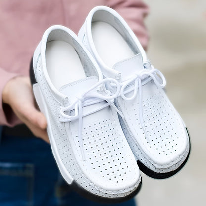 Mocassins Femme Cuir Végan Respirant Semelle Compensée