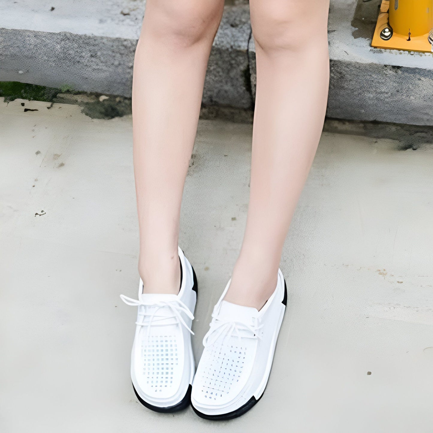 Mocassins Femme Cuir Végan Respirant Semelle Compensée