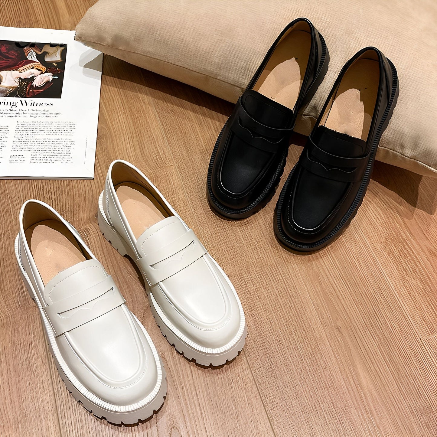 VivaMoc Mocassins Femme Cuir Végan Plateforme