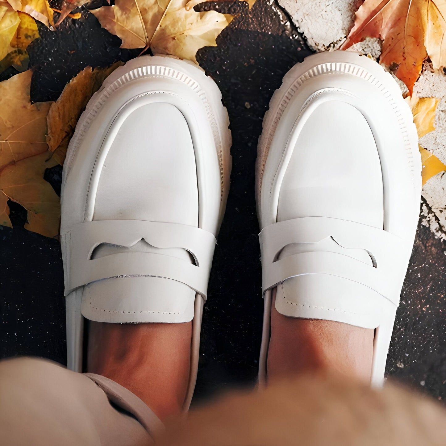 VivaMoc Mocassins Femme Cuir Végan Plateforme