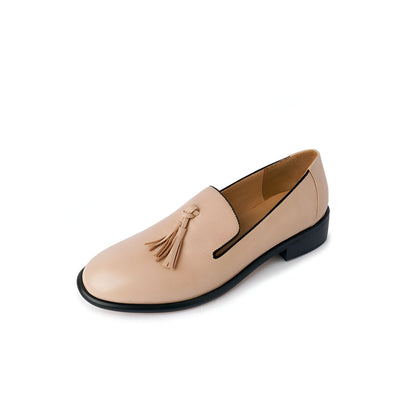 Lux Mocassins Cuir Véritable Femme Glands Bout Rond