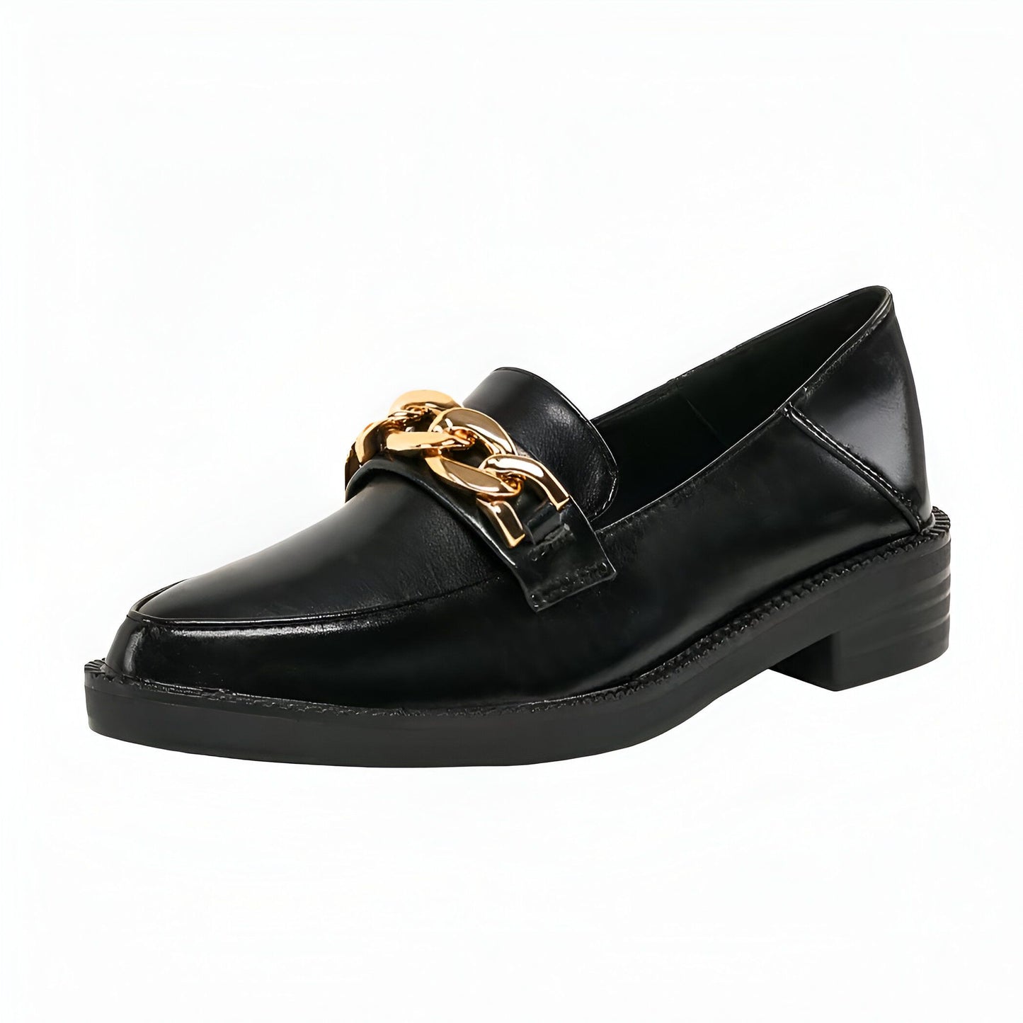 LuxeMocassins Femme Cuir Synthétique Noir Bout Pointu