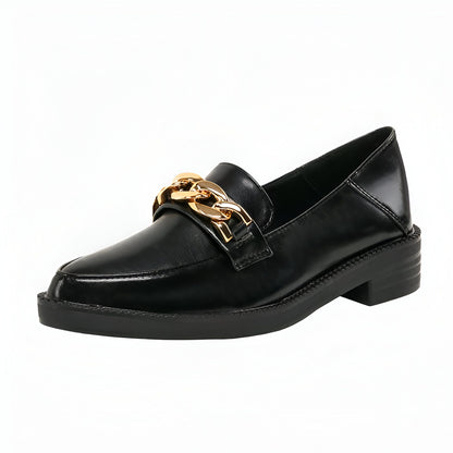 LuxeMocassins Femme Cuir Synthétique Noir Bout Pointu