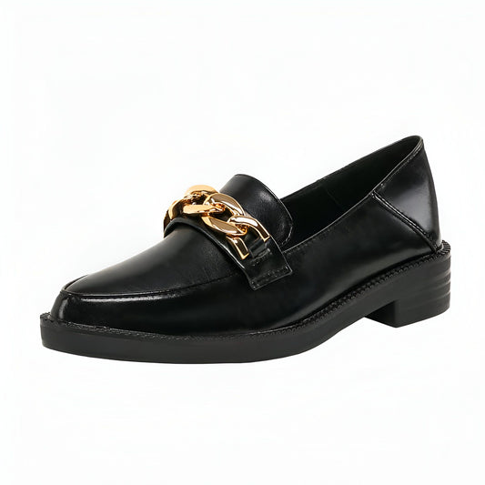 LuxeMocassins Femme Cuir Synthétique Noir Bout Pointu