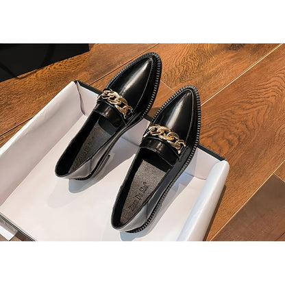 LuxeMocassins Femme Cuir Synthétique Noir Bout Pointu