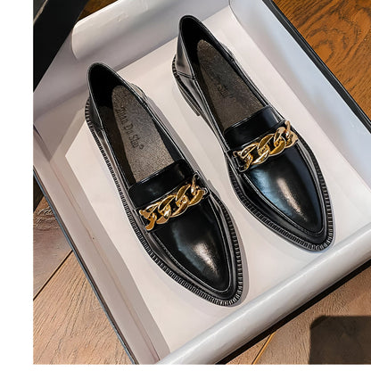LuxeMocassins Femme Cuir Synthétique Noir Bout Pointu