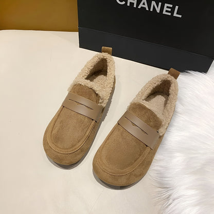 Mocassins Femme Daim Doublé Chaud Élégant - Luxe