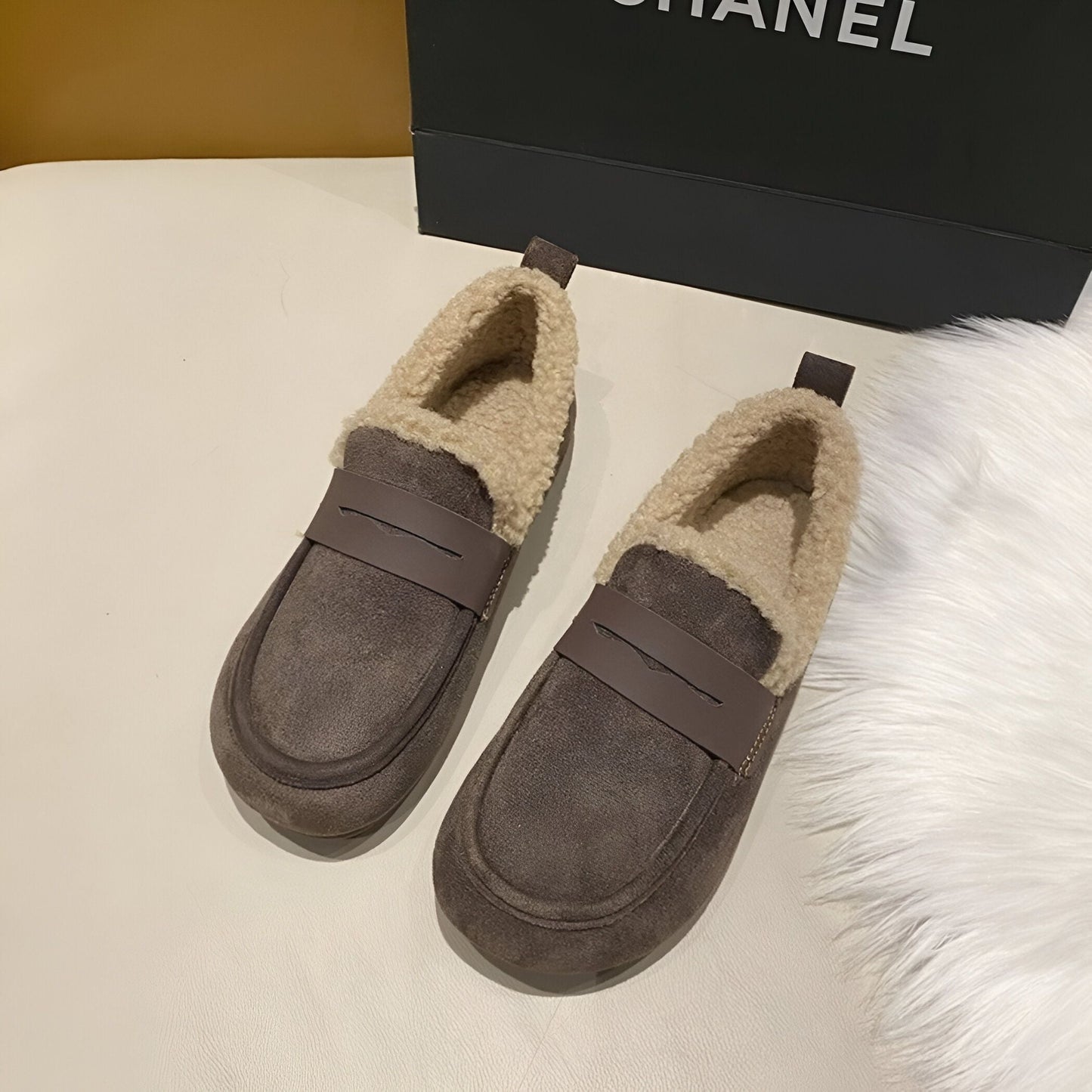 Mocassins Femme Daim Doublé Chaud Élégant - Luxe