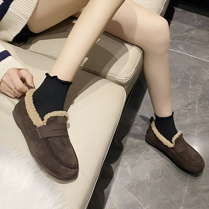 Mocassins Femme Daim Doublé Chaud Élégant - Luxe