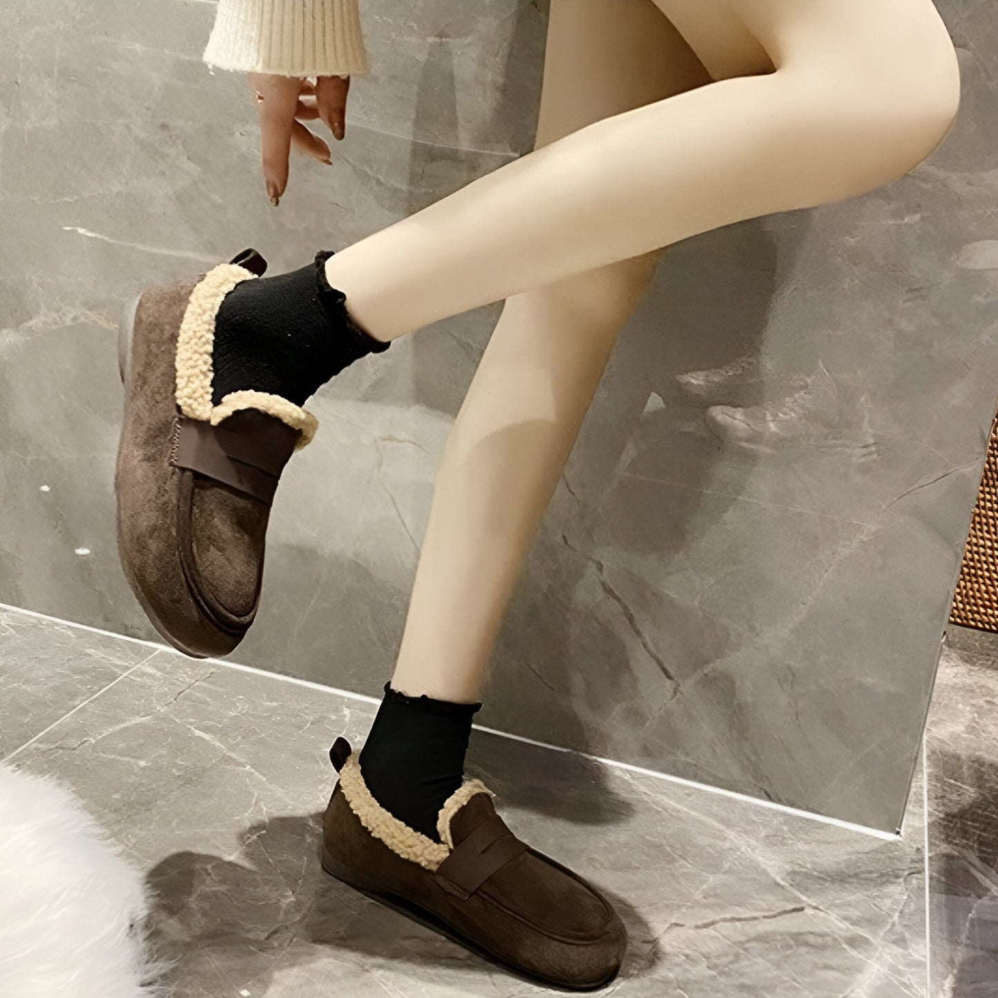 Mocassins Femme Daim Doublé Chaud Élégant - Luxe
