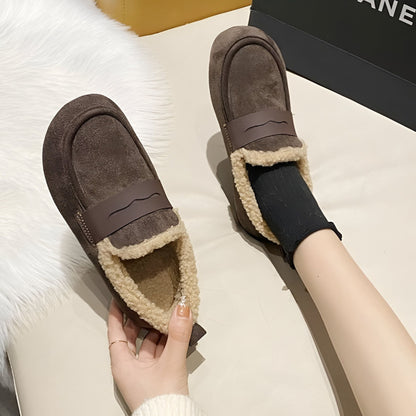 Mocassins Femme Daim Doublé Chaud Élégant - Luxe