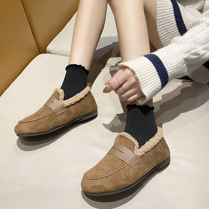 Mocassins Femme Daim Doublé Chaud Élégant - Luxe