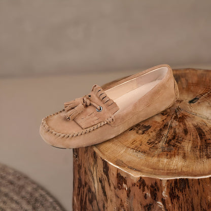 Édition Luxe Mocassins daim femme avec franges