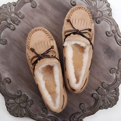 ChicLux Mocassins Daim Fourrés Noeud Confortables Femme