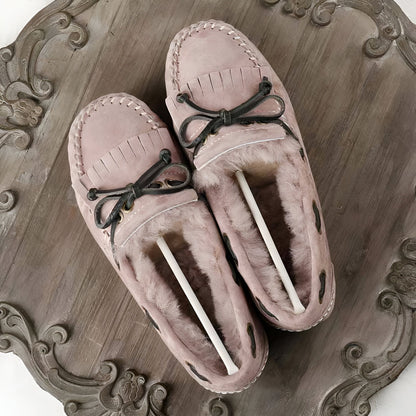 ChicLux Mocassins Daim Fourrés Noeud Confortables Femme