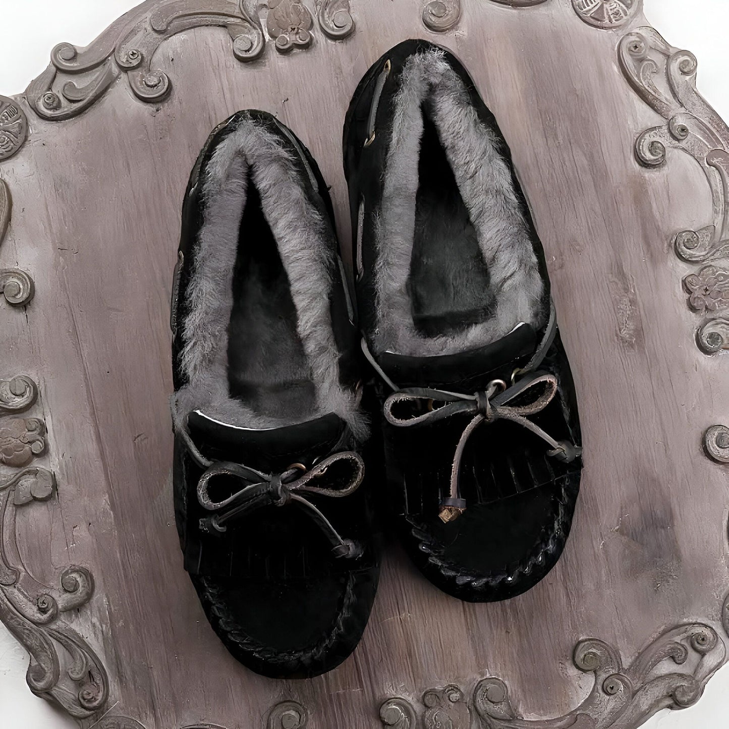 ChicLux Mocassins Daim Fourrés Noeud Confortables Femme