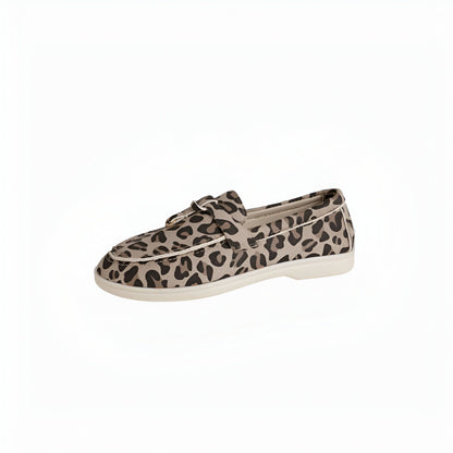 Édition Luxe Mocassins Daim Imprimé Léopard Femme