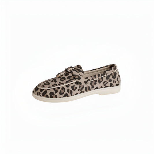 Édition Luxe Mocassins Daim Imprimé Léopard Femme