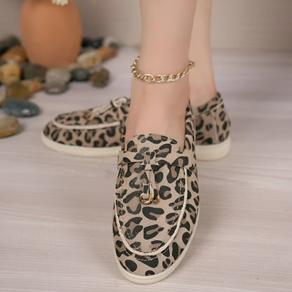 Édition Luxe Mocassins Daim Imprimé Léopard Femme