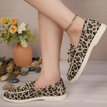 Édition Luxe Mocassins Daim Imprimé Léopard Femme