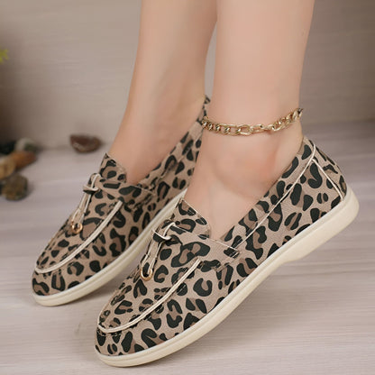 Édition Luxe Mocassins Daim Imprimé Léopard Femme