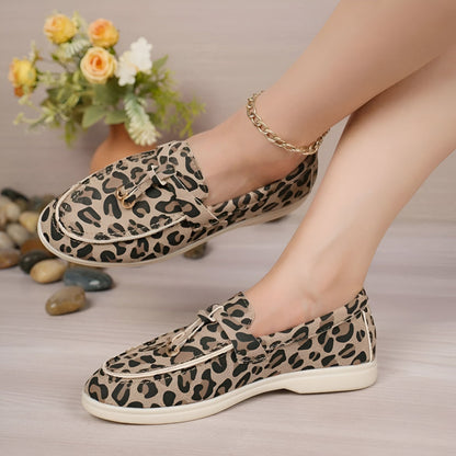 Édition Luxe Mocassins Daim Imprimé Léopard Femme