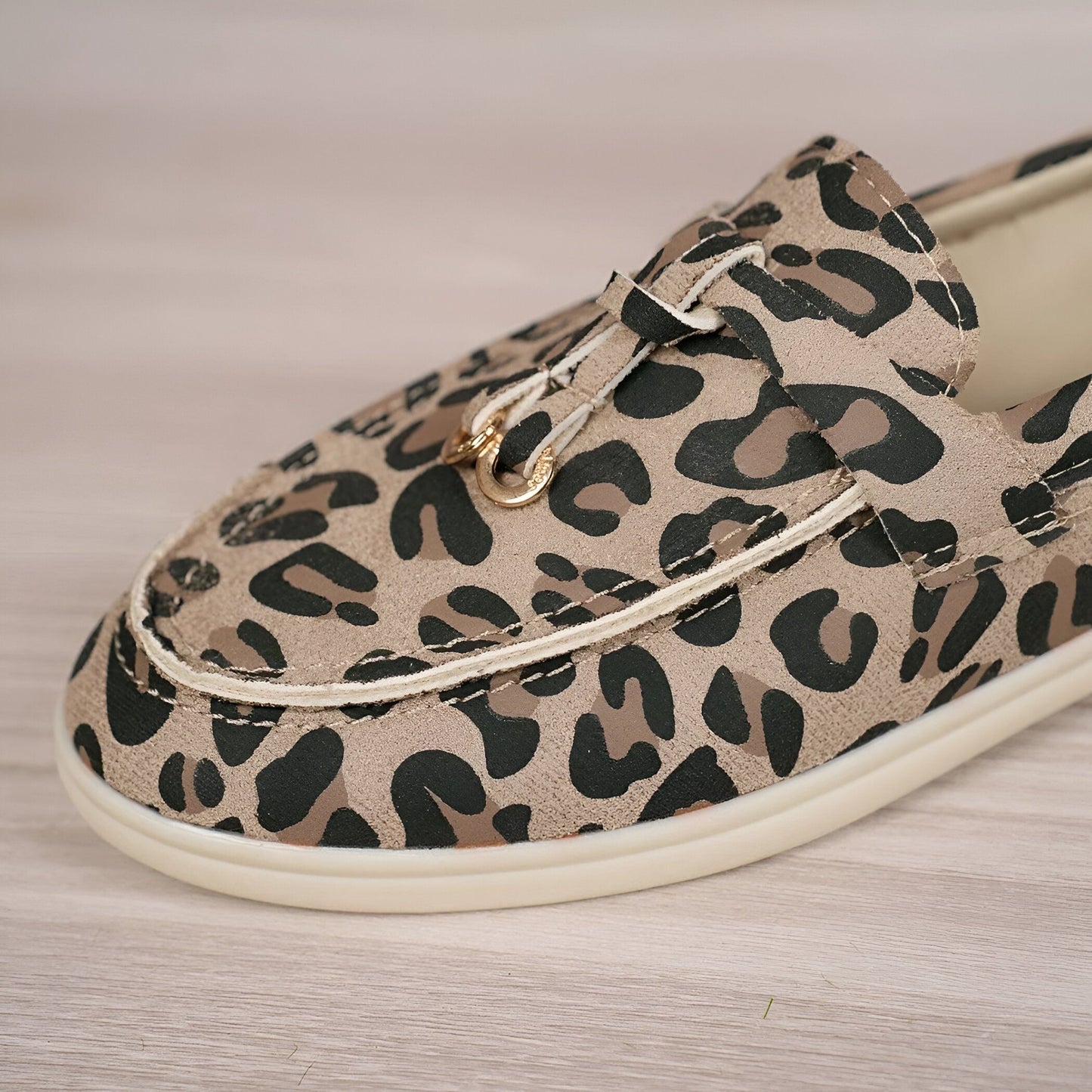 Édition Luxe Mocassins Daim Imprimé Léopard Femme