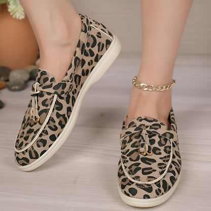 Édition Luxe Mocassins Daim Imprimé Léopard Femme