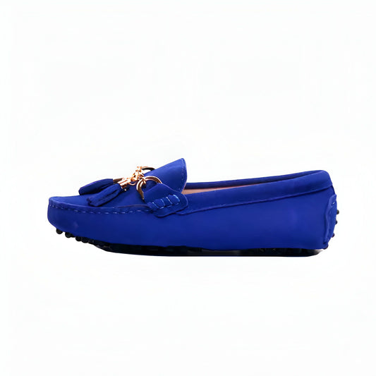 Aurum Mocassins Femme Daim Souple Glands Or