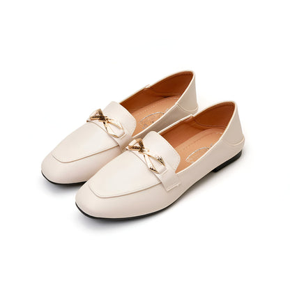 Mocassins Femme Luxe Simili Cuir Nœud Doré Élégants