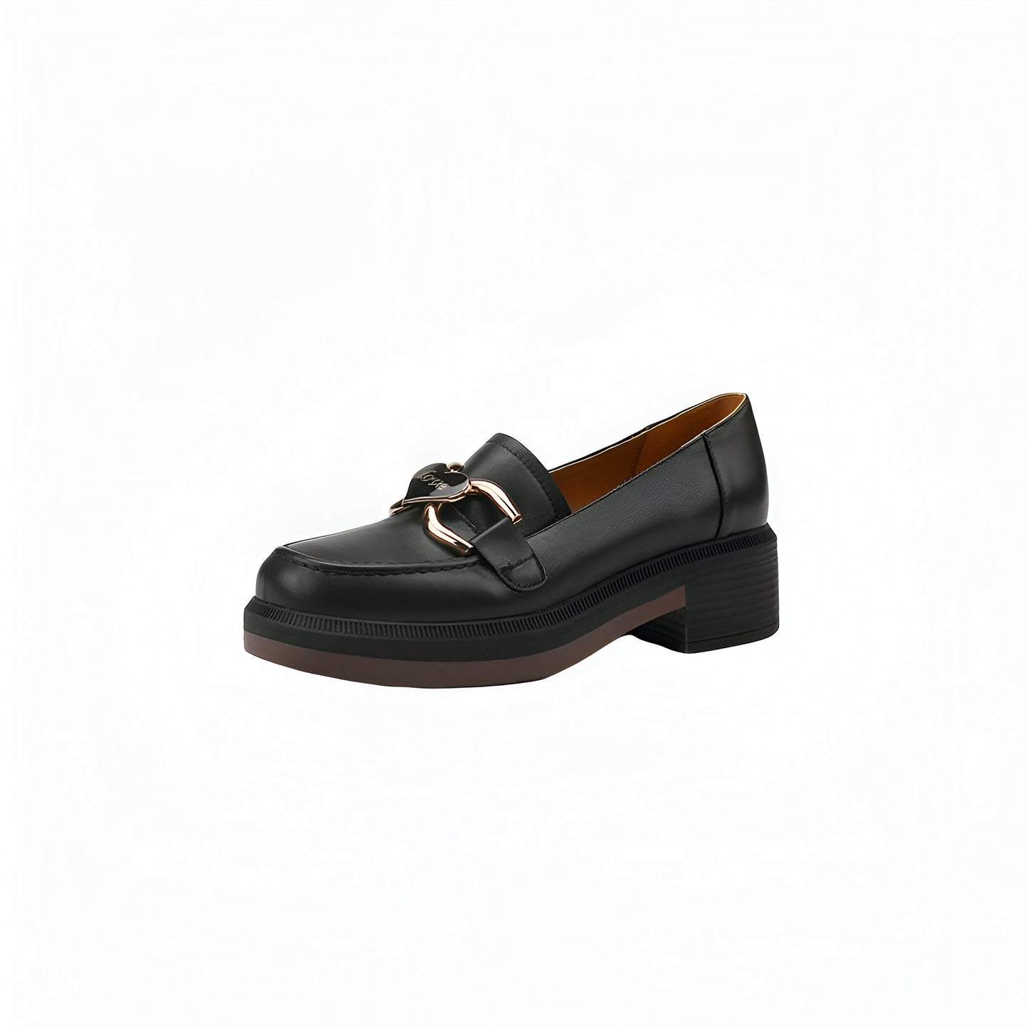 Mocassins Cuir Véritable TalonCarré SemelleÉpaisse Femme