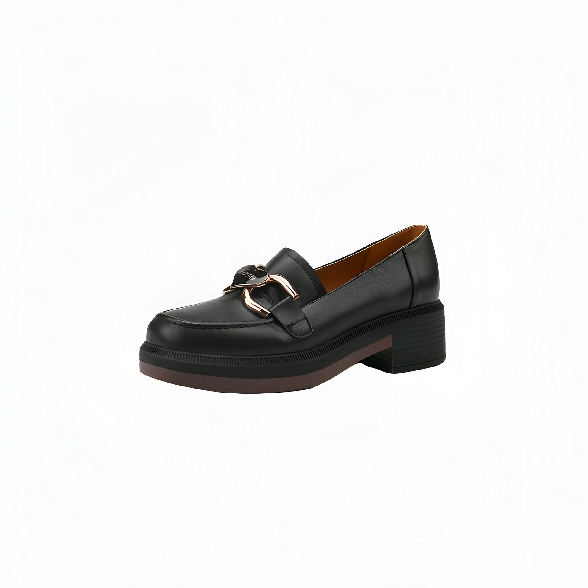 Mocassins Cuir Véritable TalonCarré SemelleÉpaisse Femme