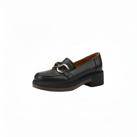 Mocassins Cuir Véritable TalonCarré SemelleÉpaisse Femme