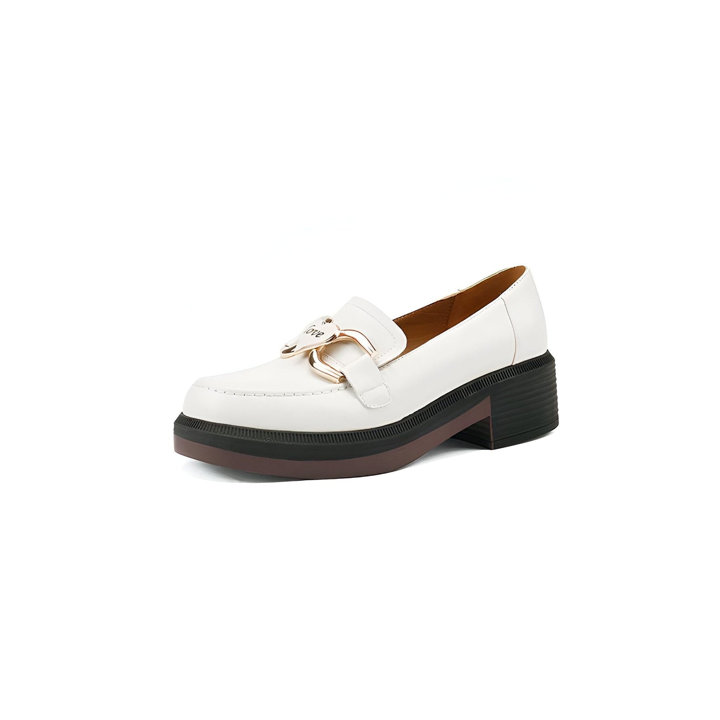 Mocassins Cuir Véritable TalonCarré SemelleÉpaisse Femme