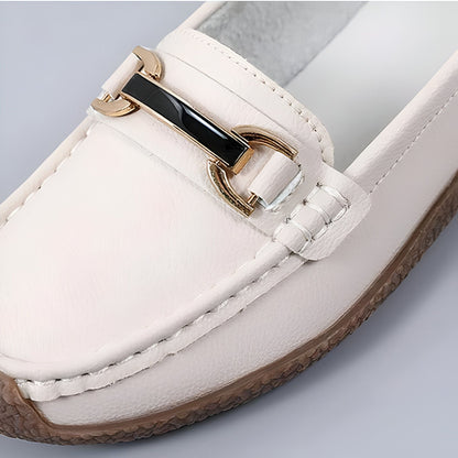 NeoChic Mocassins Cuir Véritable Détails Dorés Femme